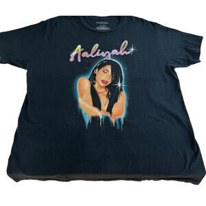 Men's Black 100% Cotton Graphic T Shirt Aaliyah Size XL